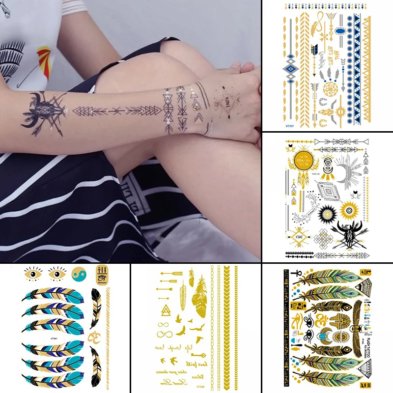 aliexpress com buy shellhard 1 sheet gold tattoo sticker sweat proof sheets