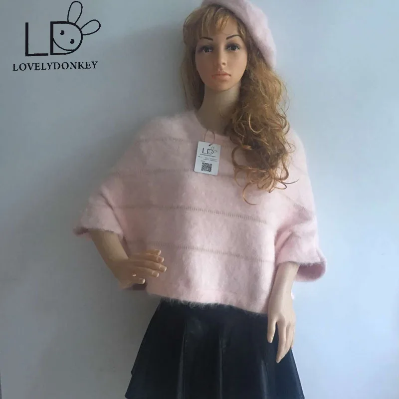 LOVELYDONKEY накидка с рукавом летучая мышь норковый кашемировый свитер норковая