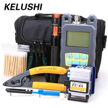 KELUSHI 19 in 1 Fiber Optic FTTH Tool Kit with FC SC Connector + Red Laser Fiber Optic Cable Tester Visual Fault locator
