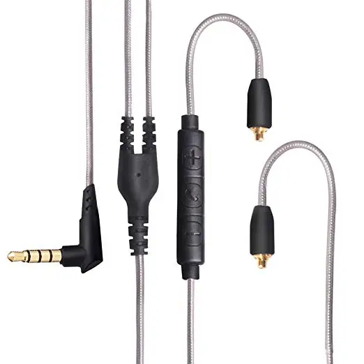 OKCSC MMCX подключить кабели с микрофонная Кнопка Управление наушники Aftermarket шнуры 3,5 мм аудио разъем для SHURE SE535 WESTONE W60/W80 - Цвет: with mic
