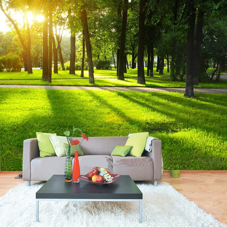 

Photo wallpaper Large 3D stereo seamless mural living room sofa TV background wallpaper Nature green woods