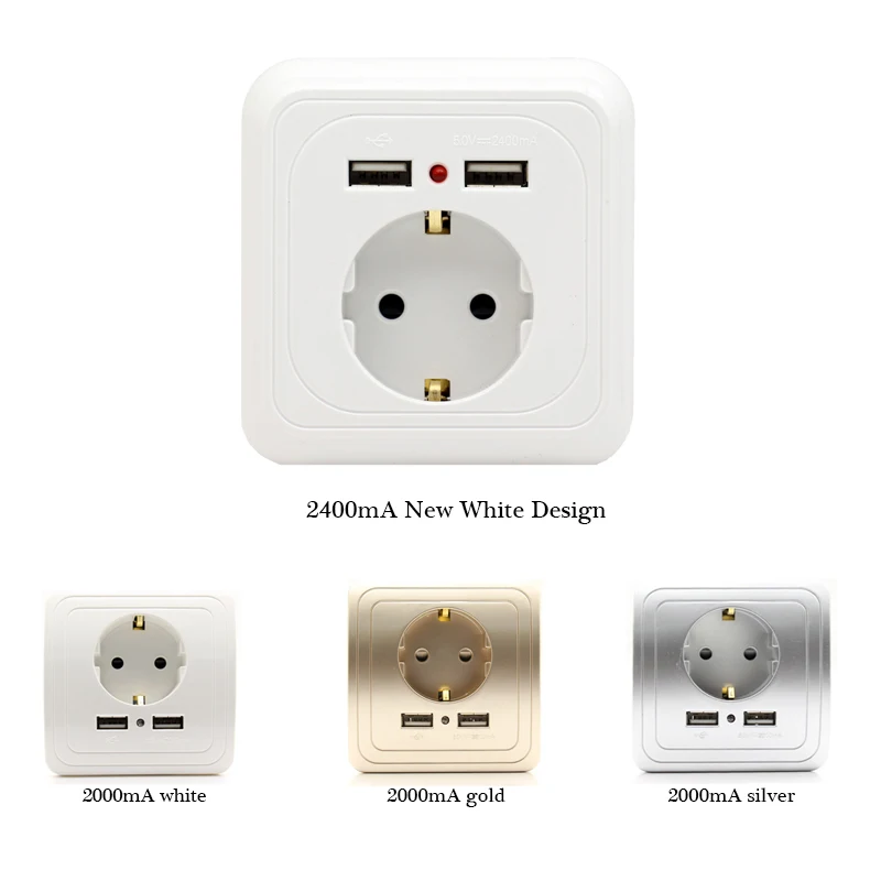 Розетка с usb настенная розетка 5 В 2 А двойная зарядное устройство Европейским