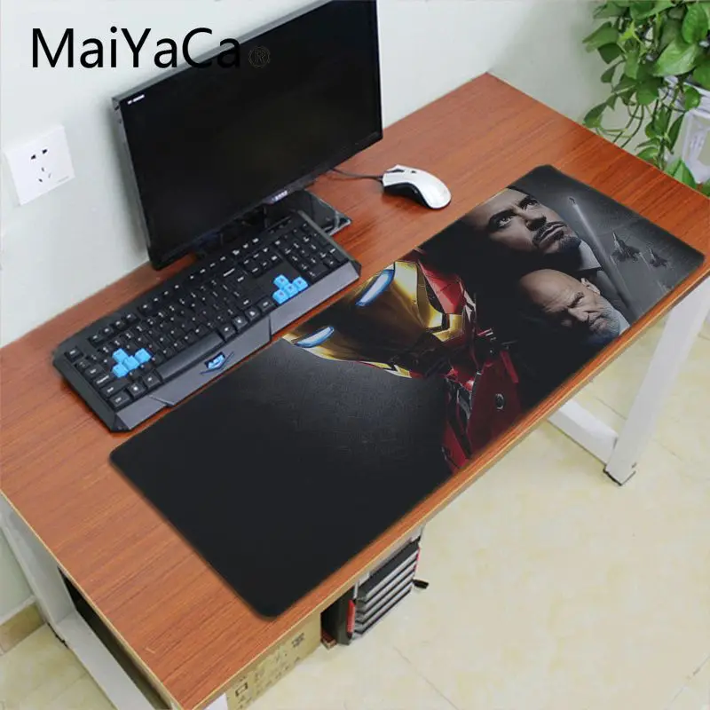 Lock Edge 30x60cm Maiyaca железные человеческие Мстители hero анти-скольжение прочный резиновая клавиатура Аниме Коврик для мыши 700x300 мм геймер большой Офисный Компьютерный стол коврик - Цвет: Lock Edge 30x60cm