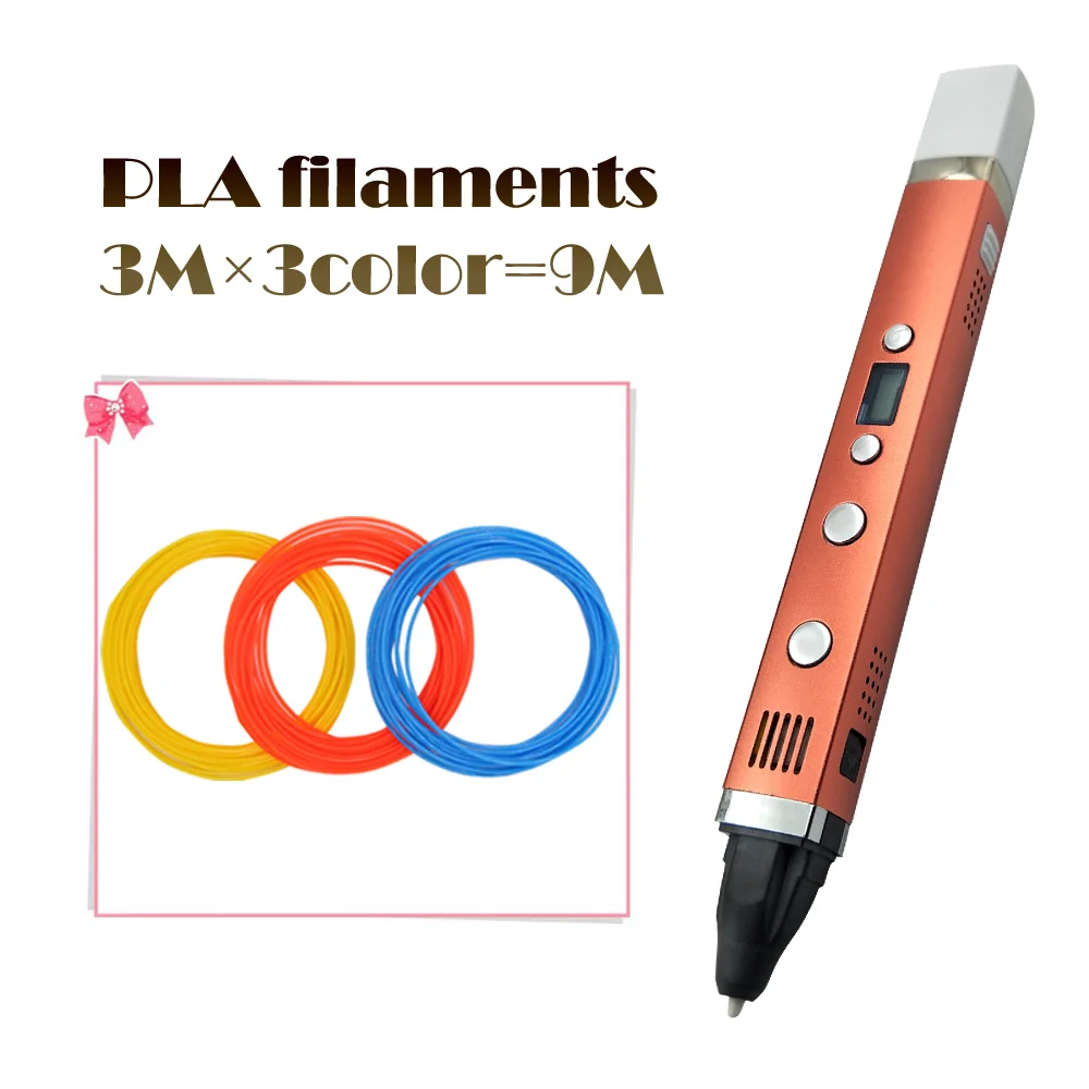 Myriwell 3D ручка USB разъем 5V 2A творческая ручка 3D граффити ручка лучший подарок детям 3 поколение 3d печатная ручка - Цвет: Red 9M Filaments