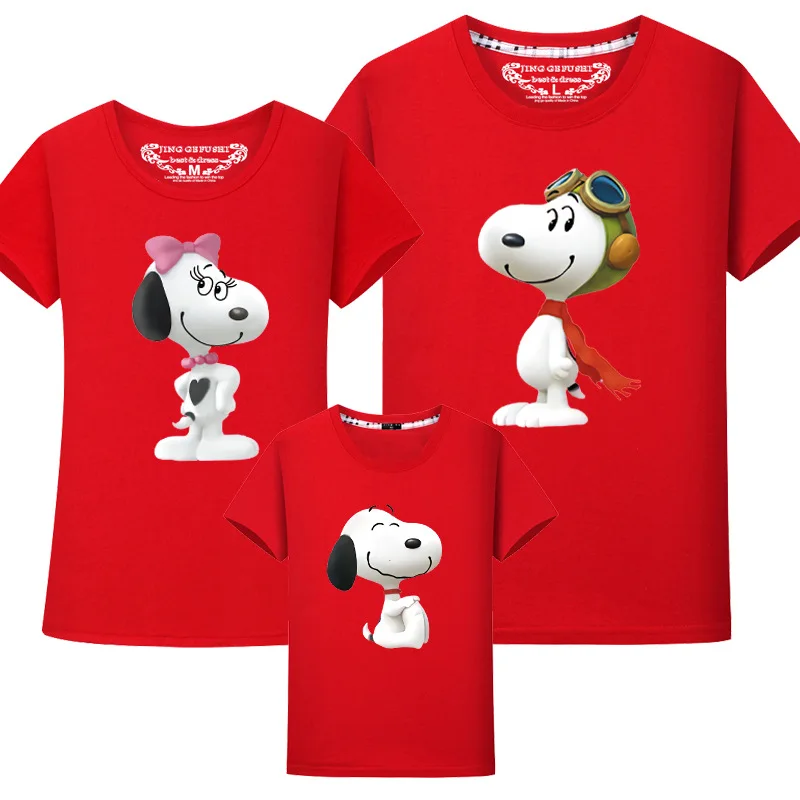 

2019 New Matching Family Outfits Summer T-shirts Caroon Dog Printed Mom and Son Famyli Look Dad Daughter Family Matching Clothes