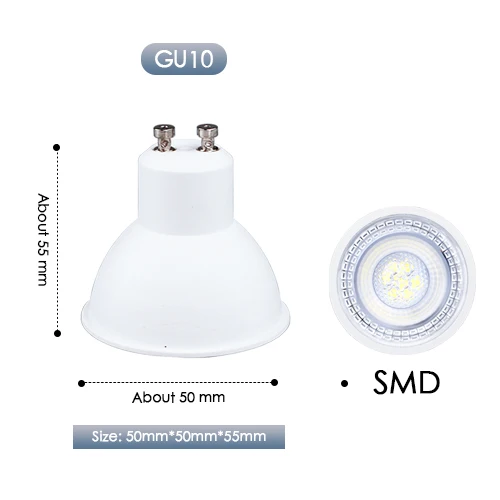 Светодиодный точечный светильник GU10 MR16 лампа Точечный светильник GU5.3 SMD Lampara 6 Вт AC 220 В 240 В 110 в 12 В лампа Внутреннее освещение домашний декор Bombillas - Испускаемый цвет: SMD GU10 6W