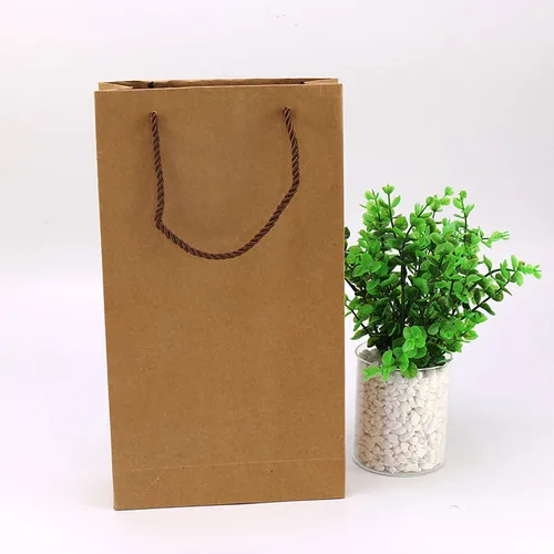 5pcs Gift Paper Bag Custom Gift with Handle for  Clothing Shopping Bag Kraft Paper Solid Color Black Brown 