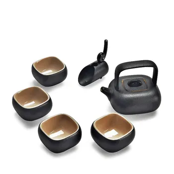 

Kung Fu Tea Black Glaze Teapot Set Tea Cups Chinese Ceramic Beauty Teapot Set with Tea Cups Chinse Teapot Gift