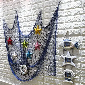 

1pc 100cm*200cm Ocean Theme Fish Net Party Wall Decoration Home Party Wall Hanging Ornaments Seaside Beach Photography Props