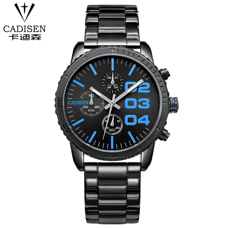 

Fashion simple stylish Top Luxury brand CADISEN Watches men Stainless Steel strap Quartz-watch thin Dial Clock man 2016