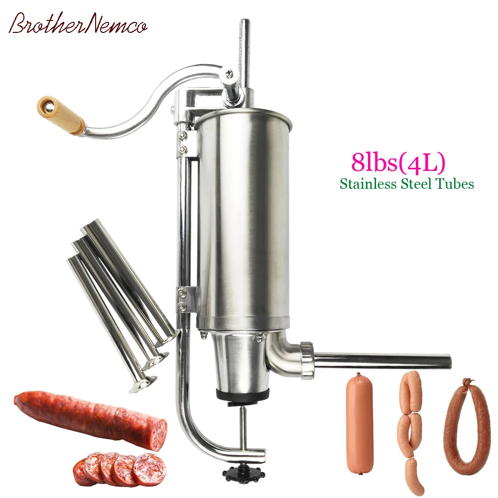 BrotherNemco 8lbs/4L вертикальный колбасный шприц Наполнитель из нержавеющей стали для