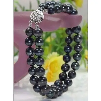 

Free shipping hot sale Women Bridal Wedding Jewelry >>AAA+ 9-10MM NATURAL SOUTH SEA BLACK PEARLS BRACELET 7.5"-8"send