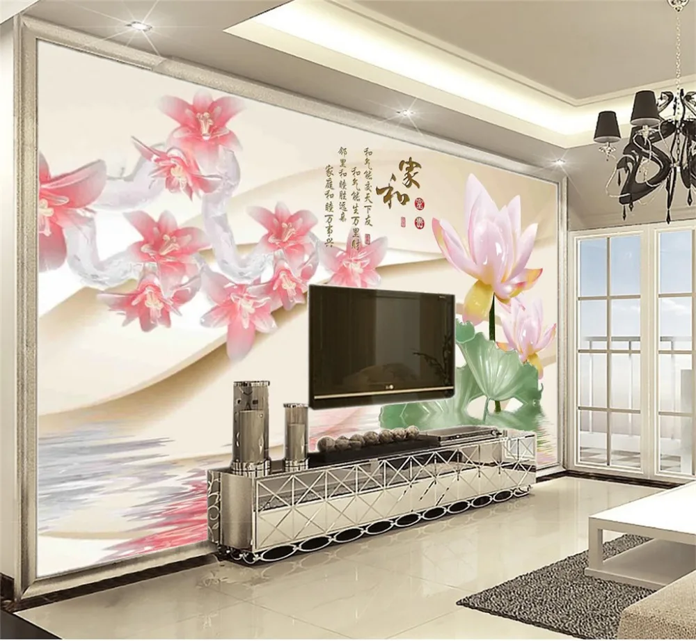 

Custom 3D Mural Wallpaper Home And Beautiful Flowers TV Background Wall Decoration Mural Wallpaper