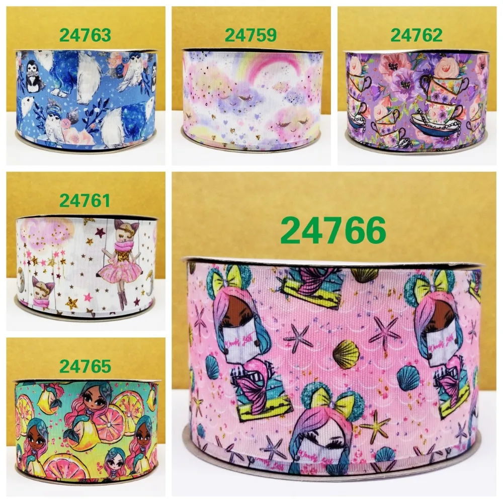 

Cartoon printed grosgrain ribbon ,satin ribbon 10 yards . 24759-