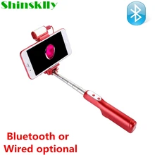 A6 Sport 360 Degree Selfie Sticks with led Fill light with Rear Mirror Bluetooth Wired Monopod