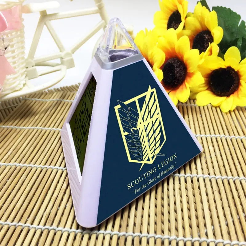Светодиодный цифровой будильник Attack on Titan pyramid светодиодные часы Triangulo спальня Wake Up часы светящиеся наручные часы, Рождественский подарок игрушки - Цвет: 12