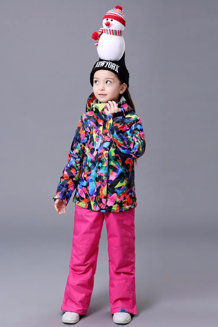 GSOU/лыжная куртка для мальчиков; детская куртка для сноубординга; яркая Водонепроницаемая дышащая Лыжная куртка; Детские теплые зимние пальто