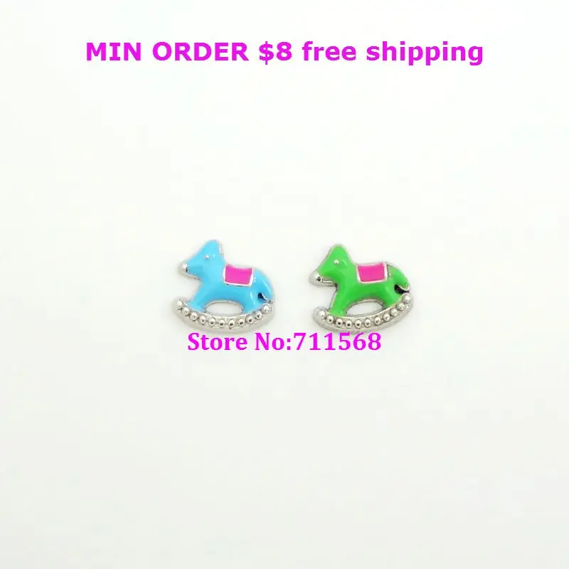 

10pcs Rocking Horse Baby Floating Charms Wooden Horse Charm Pendant For DIY Floating Locket Pendants