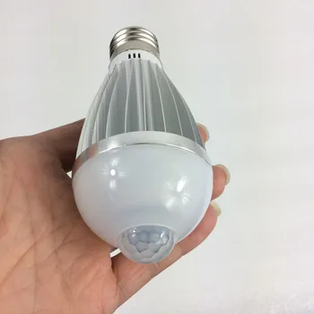 

Milky PC cover + aluminum body 5w 7w 9w 80lm/w E27 bulb light sensor+Motion Control Sensor light Lamp with evenly distribute