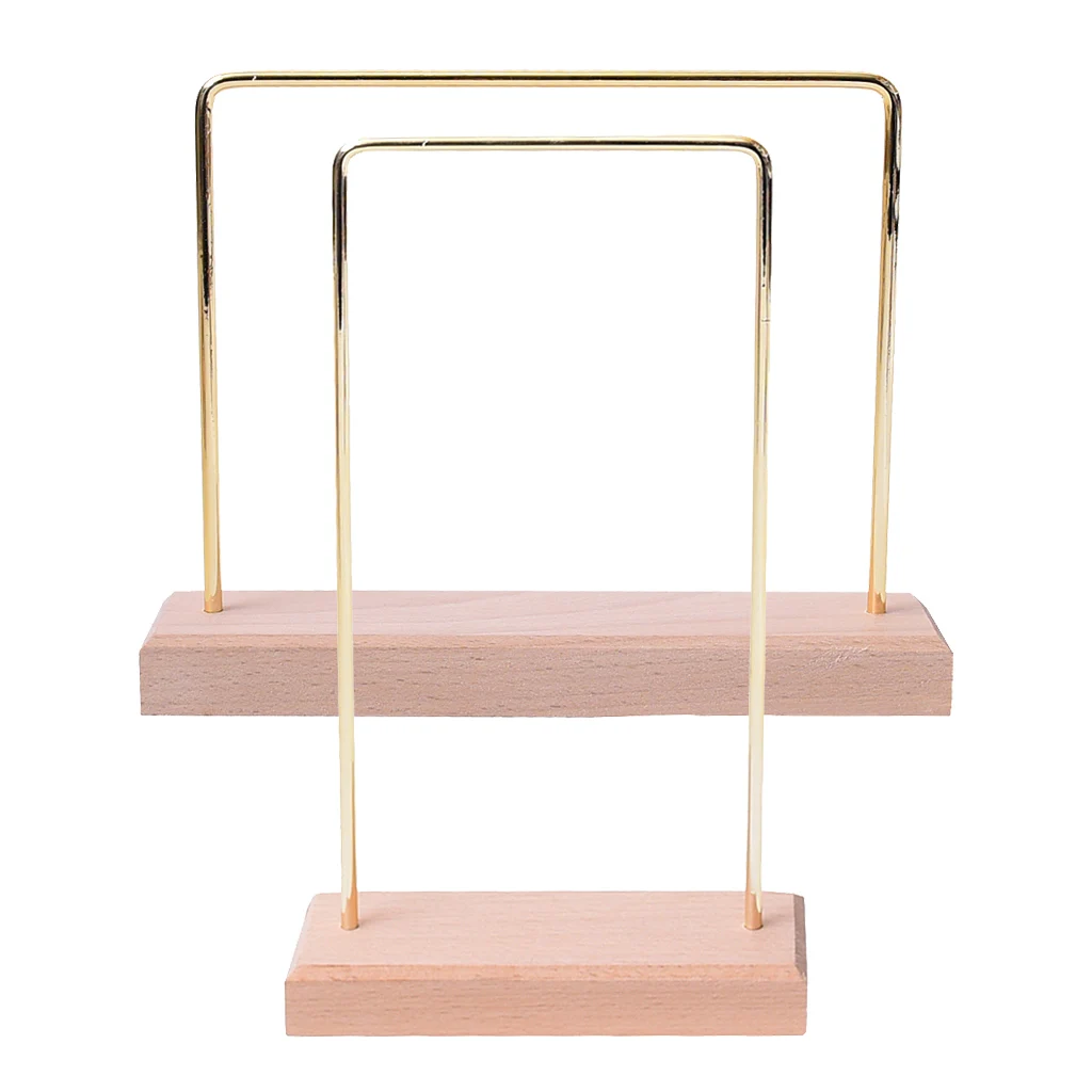 

2pcs Wood Base Metal Jewelry Holder Display Stand Drop Earrings Hanging Rack