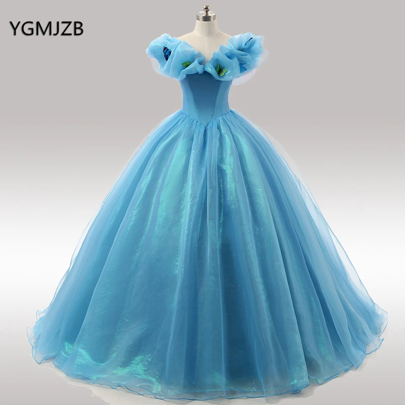 Синие пышные платья 2020 бальное платье выпускное с открытыми плечами Vestidos De 15 Anos