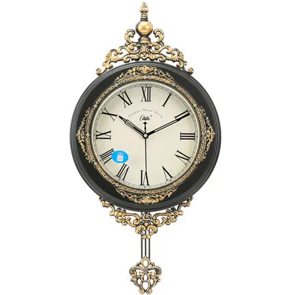 Европейский качающийся маятник часы для гостиной идиллические большие часы Современные маятниковые Ретро тихий кварцевый настенные часы - Цвет: G style