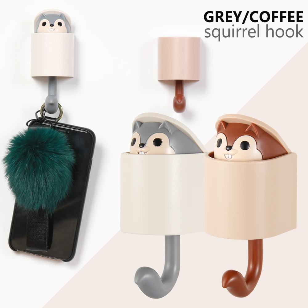 

Creativity Squirrel Hook Coat Wall Hook Key Holder Home Decoration Kitchen Bathroom Outstretch Sturdy High Quality
