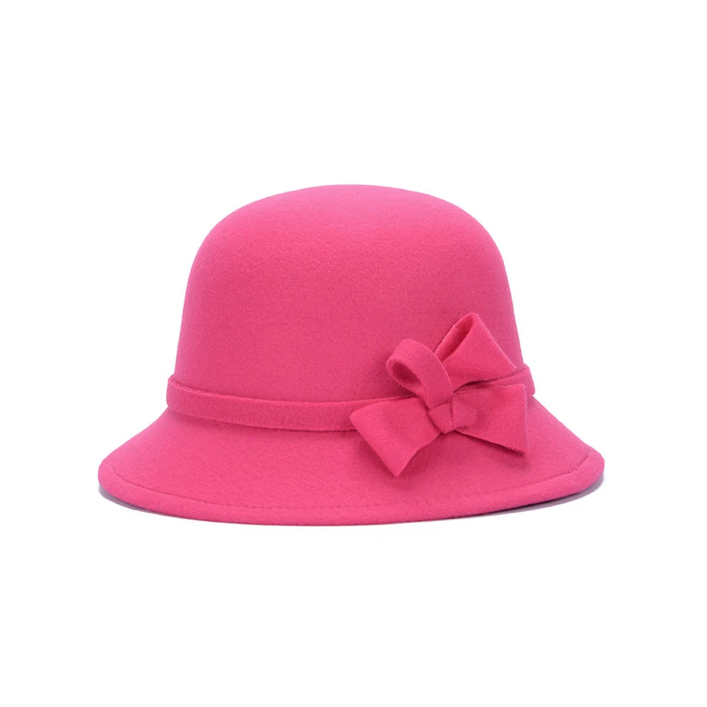 Модные женские туфли Винтаж гибкий Шляпа Fedora вечерние котелок Кепки женская летняя пляжная кепка от солнца широкими полями Cloche Floppy Hat - Цвет: rose red