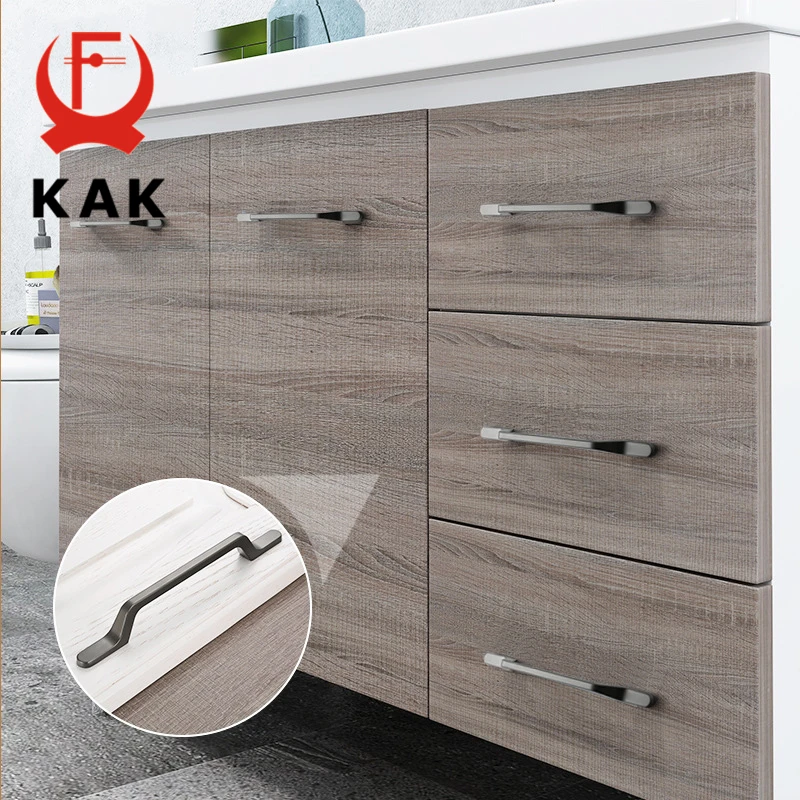 KAK 5 шт. модные ручки для мебели из серого сплава с винтом современные дверей