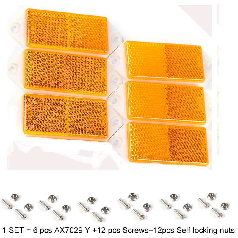 

6 pcs AOHEWE amber rectangular reflector with screw ECE Approval reflect strip for trailer truck lorry bus RV caravan bike