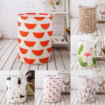 

Folding Laundry Basket Cartoon Storage Barrel Standing Toys Clothing Storage Bucket Laundry Organizer Holder Pouch Household