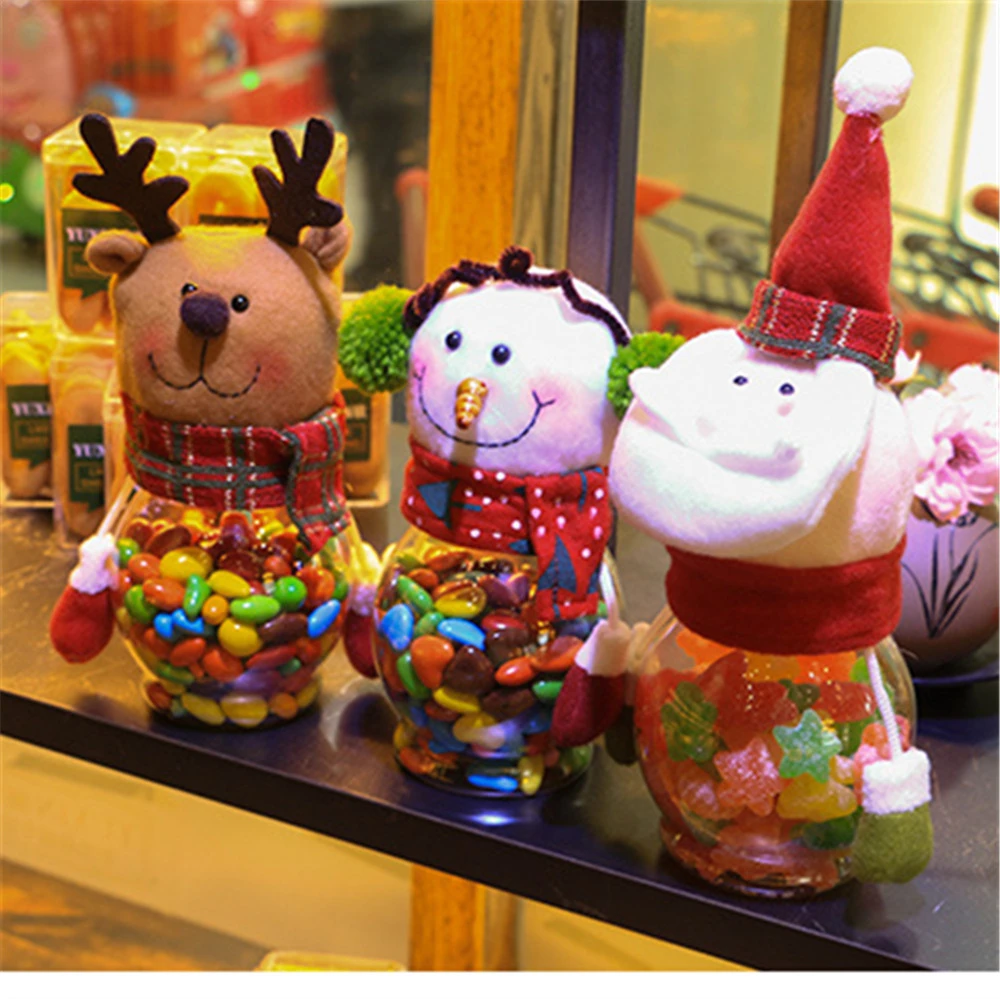 

1Pcs Cloth 25cm Desktop Decoration Children Candy Cans For Home Party Christmas Tree Holders Room Store Shop Festival Santa