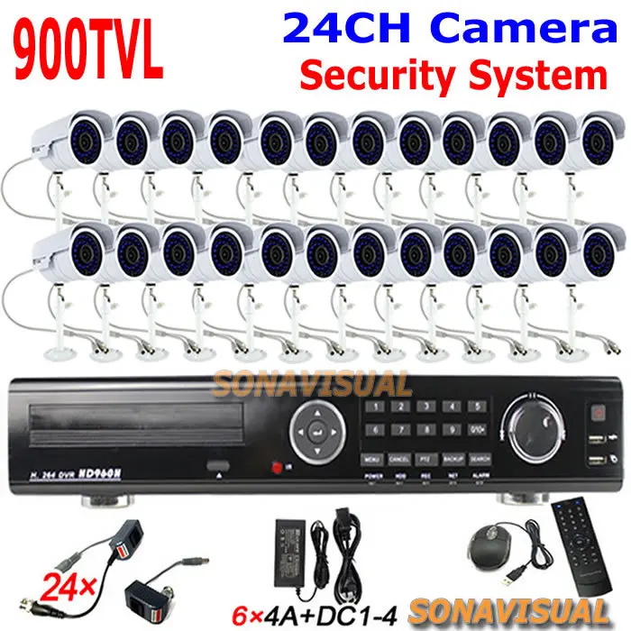 

Surveillance Kit HDMI 24CH DVR Recorder + 24PCS 900TVL Security Cameras Weatherproof Outdoor With Night Vision IR CCTV System