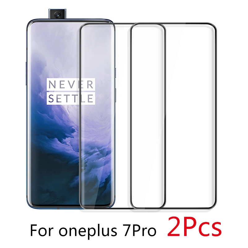 

2PCS Full Cover Protection Clear Curved Glue Tempered Glass For Oneplus 7 Pro Screen Protector Glass Protective Film 1+7 Pro