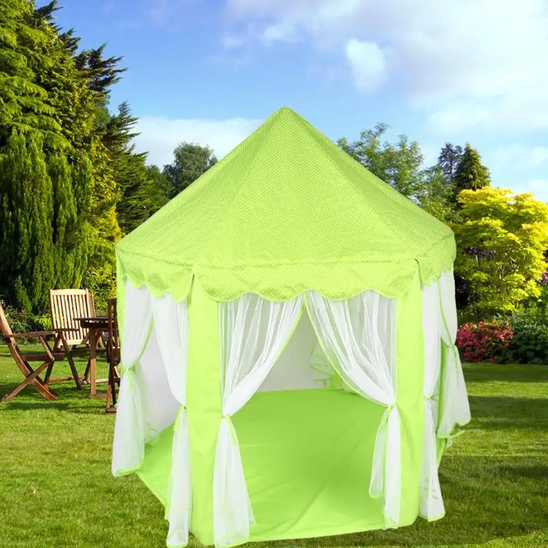 Складная Пляжная палатка для отдыха на открытом воздухе, складная детская игрушка для игр, палатки для детей, портативный замок, домик для детей, подарок принцессы для детей - Цвет: Зеленый
