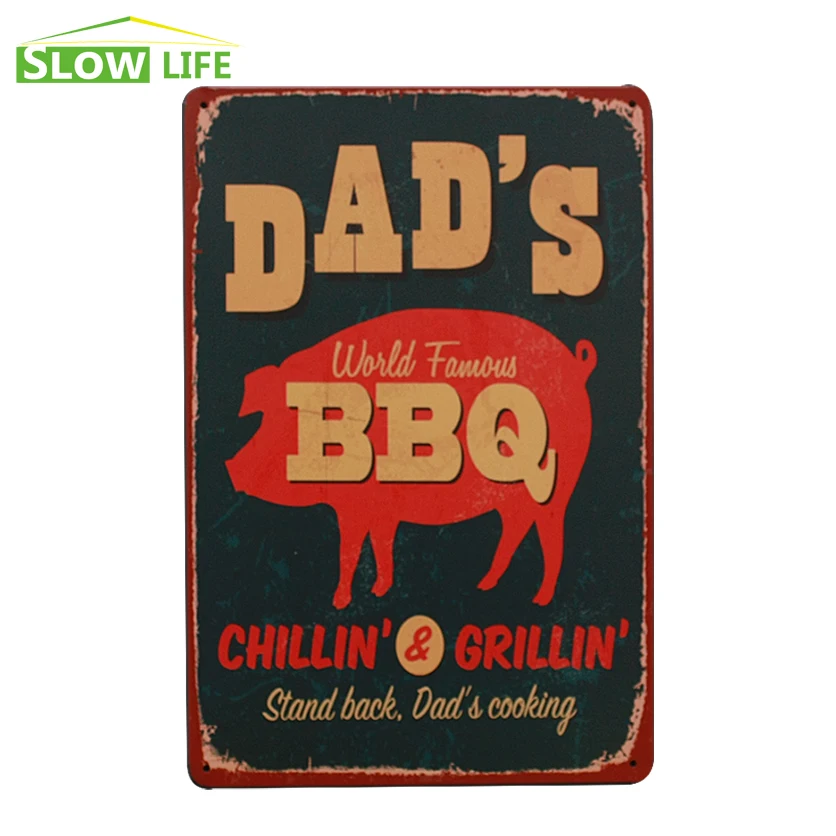 Dad's BBQ Metal Tin Sign Hotel/Cafe /Bar Wall Decor Metal Sign Vintage