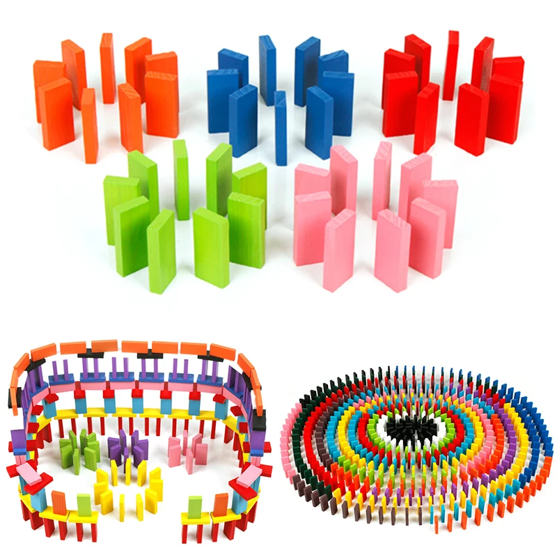 

120Pcs Rainbow Domino Wooden Building Blocks Early Educational Toys For Kids Geometric Assembling Building Blocks Tower Games
