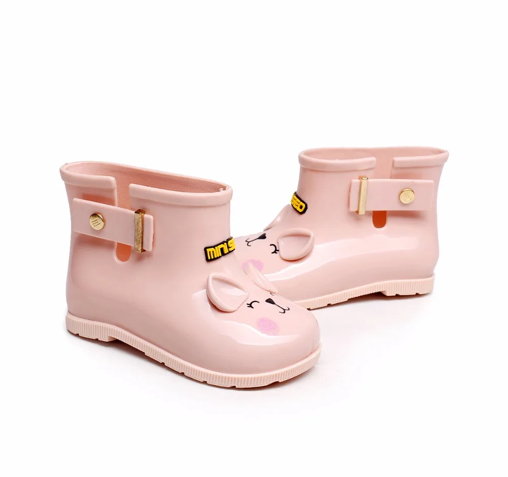 Мини Melissa 3 цвета резиновые сапоги обувь с котом Детские Непромокаемые Сапоги