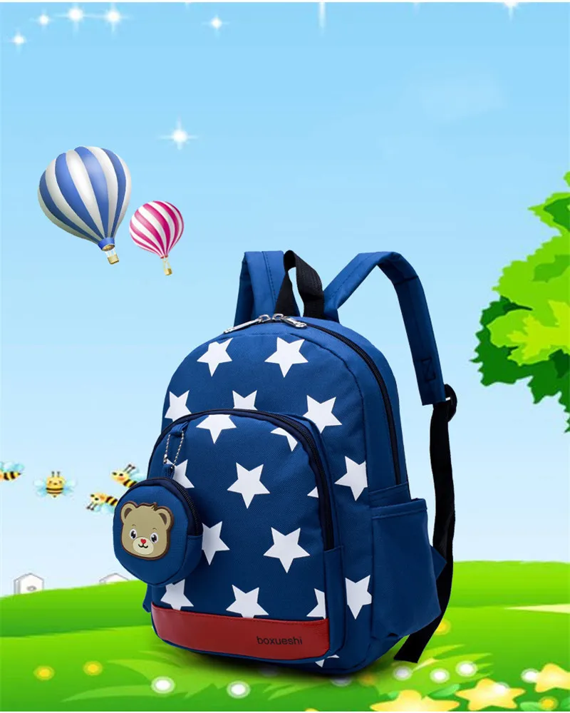 Рюкзаки для мальчиков для детского сада звезды печати нейлон Дети рюкзаки Детский сад школьные сумки для маленьких девочек