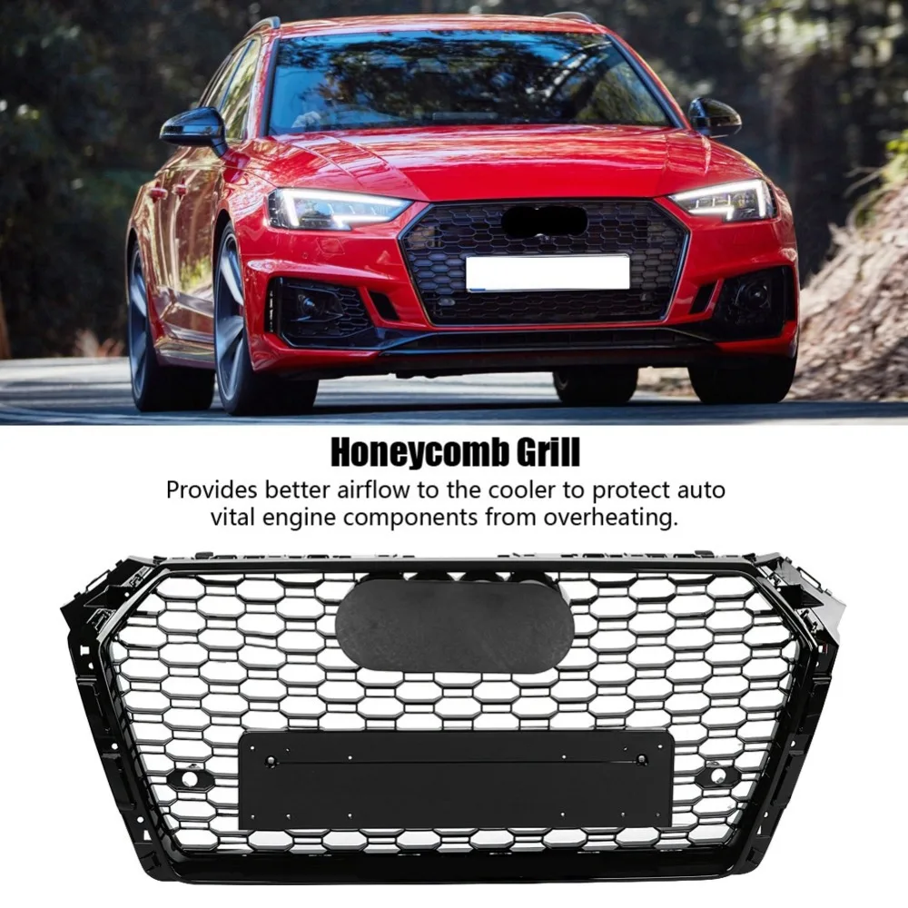 

Hex Mesh Honeycomb Grill For RS4 Style Front Sport Hex Mesh Honeycomb Hood Grill Gloss Black for Audi A4 S4 B9 2017-2018