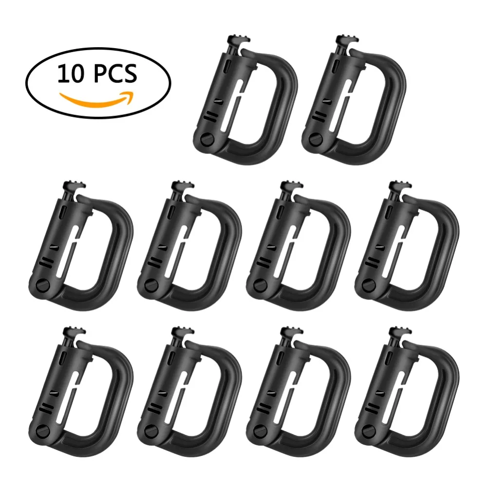 

10Pcs/lot D-Ring Grimlock Safety Buckle Locking Snap Hooks with Release Button For Keychain Bag Belts Garment Shoes