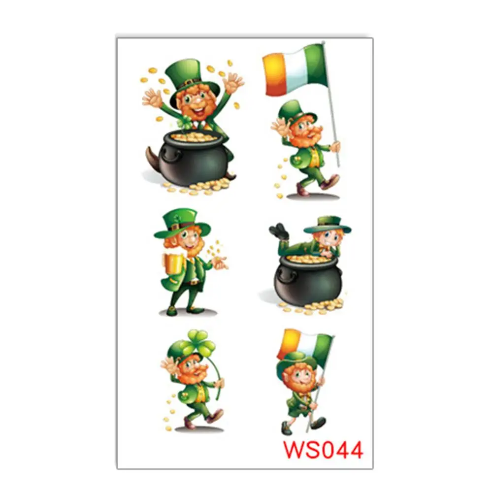 

100Pcs St Patrick's Day Irish Flag Clover Temporary Tattoo Face Sticker Decals