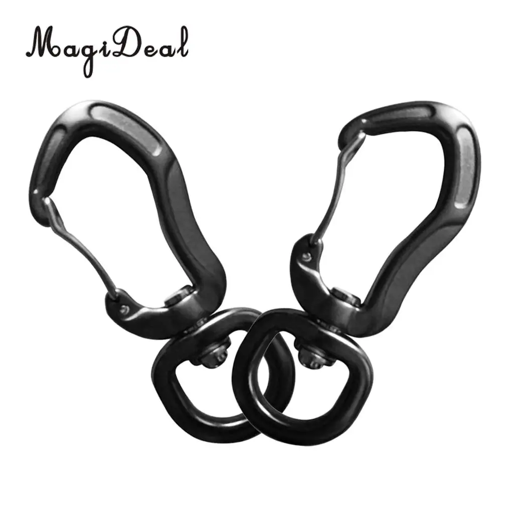 Outdoor 1 Pair Rock Tree Climbing Swivel Carabiner Hanging Connect Hook Camping 71/76mm round eye for Camping Caving Climbing