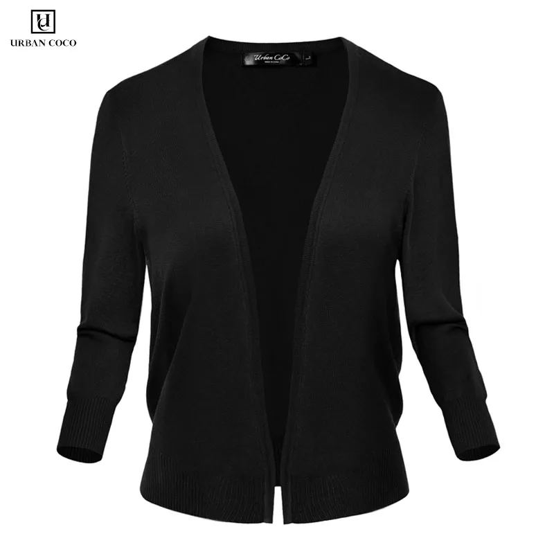 

Women's Classic Open Front Sweater 3/4 Sleeve Cardigan