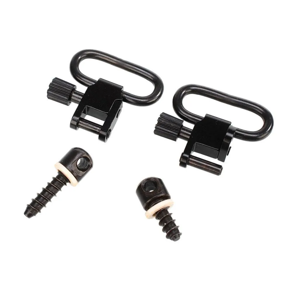 2 PCS Quick Detach Sling Swivels Studs Hunting Accessories Sets QD Sling Swivels Black Steel Machine Screw Adapter Type 1"