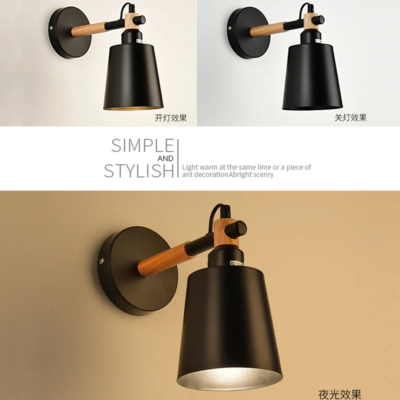 

Oak Modern wooden LED Wall Lamp Lights For Bedroom Home Lighting,bedside lamp White Wall Sconce solid wooden black wall light