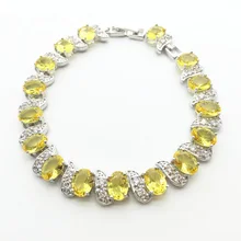 Charm Women Fashion Jewelry Bracelets 10KT White Gold Filled AAA Gold yellow Zircon Stone Peridot Color NEW Arrival