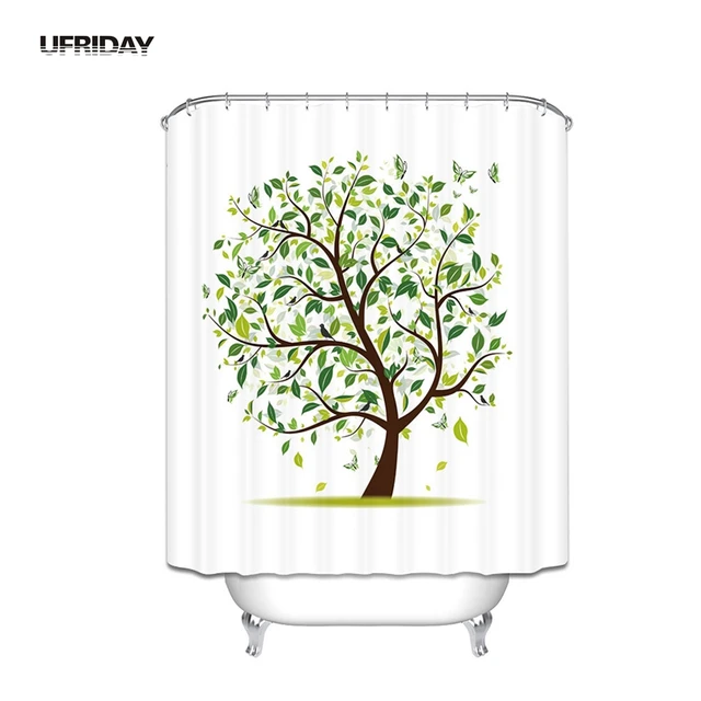 UFRIDAY 3D Hand Drawing Tree Shower Curtain Eco friendly