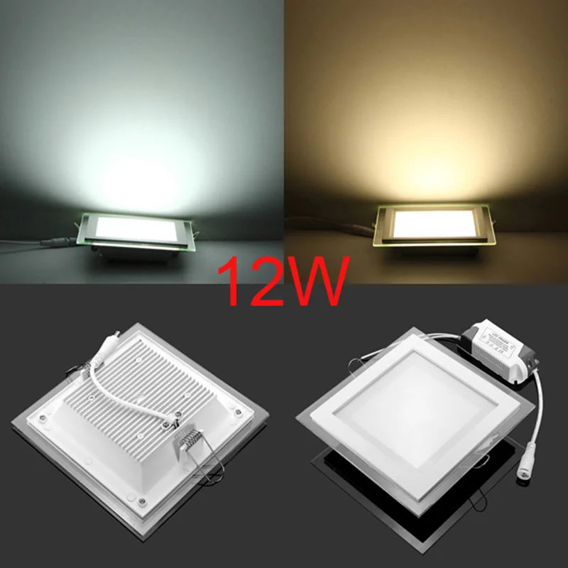 6W 9W 12W 18W 24W Dimmable LED Panel Downlight Square Glass Cover Lights High Bright Ceiling 3000K 4000K 6000K Recessed Lamps ceiling spotlights