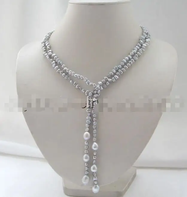 

Free Shipping >>>Beautiful 45 " 5-6-9-10mm gray freshwater pearl necklace